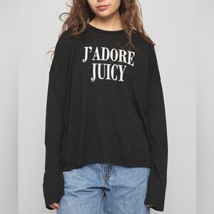 Juicy Couture J’Adore Juicy Plastisol Bell Sleeve Sweater top Black  Size L